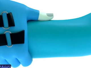 מופע המפתה של פוטה עם סוכרייה על מקל ויניל כחול