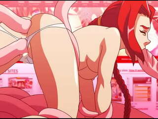 Une fille d'inspiration Hentai se fait baiser tentacule en boucle