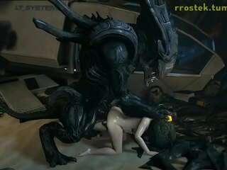 Samus et Aliens dans une aventure sexuelle sauvage en 3D