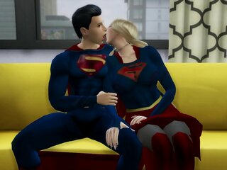 Superman en Supergirl gaan in seksuele activiteit na het dwarsbomen van schurken in DC-thema erotische video