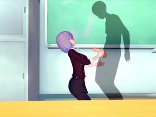 3D hentai animation featuring a horny female teacher
