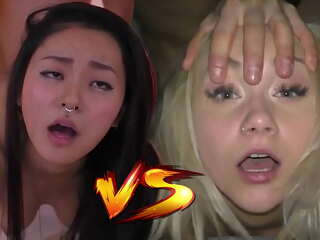Anal savaşta Rae Lil Siyah ve Marilyn Şeker - Japon vs Çek