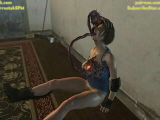 Aventura animada de Jill Valentine em Resident Evil com um toque parasita