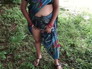 Hindi aunty gets caught pleasuring herself outdoors and then gets taken home for sex