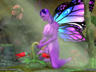 A deepthroat fantasy with a horny butterfly and dickgirl